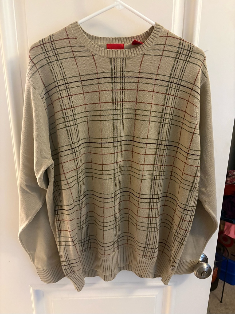 Vintage IZOD tan plaid sweater